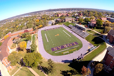 Photo of a drone shot of a football field. Link to Beneficiary Designations